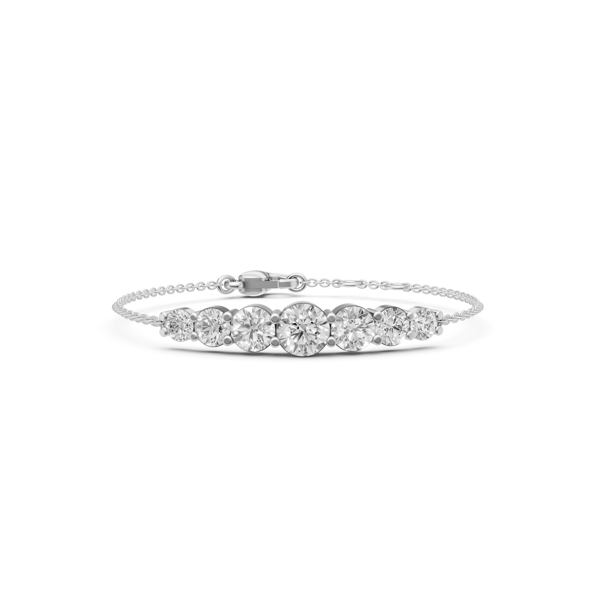 Graduated Round Diamond Station Bracelet in Solid Gold