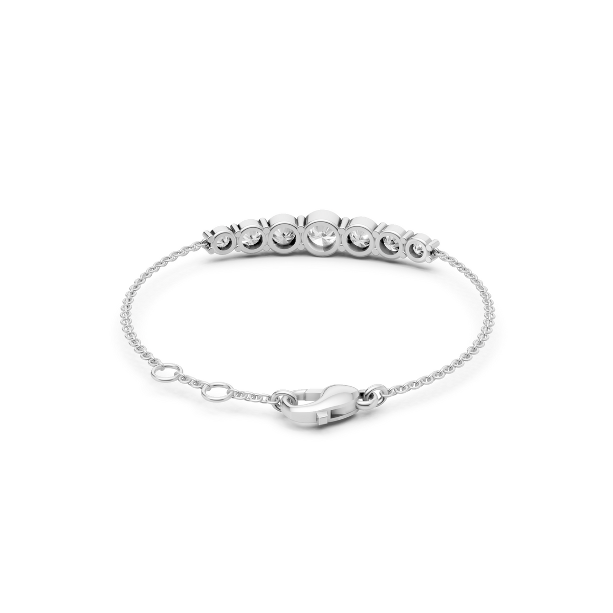 Graduated Round Diamond Station Bracelet in Solid Gold