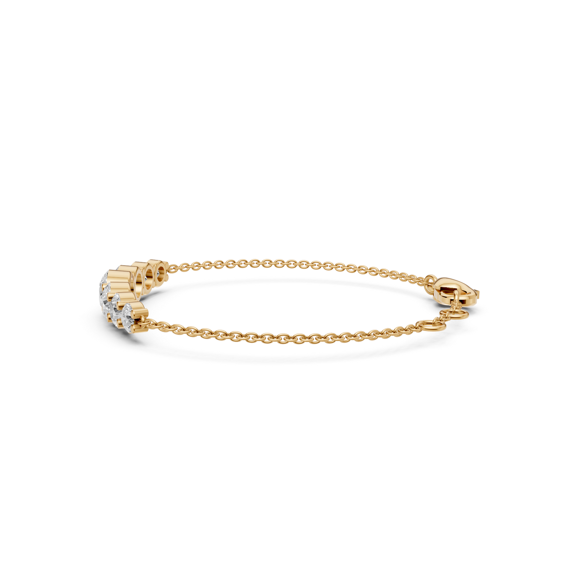 Graduated Round Diamond Station Bracelet in Solid Gold