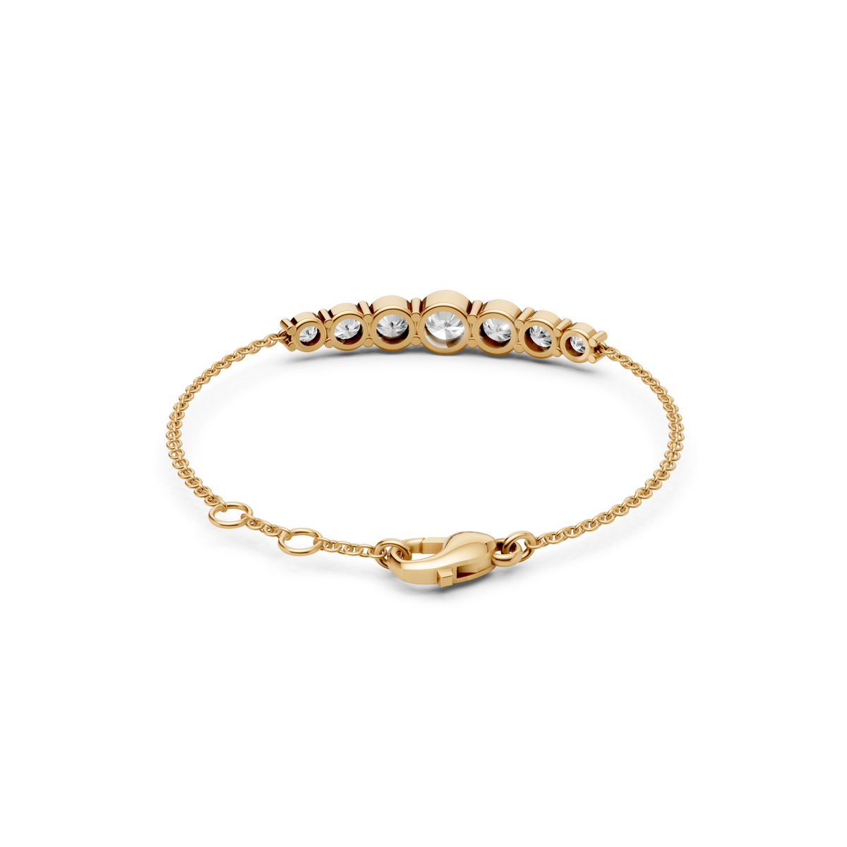 Graduated Round Diamond Station Bracelet in Solid Gold