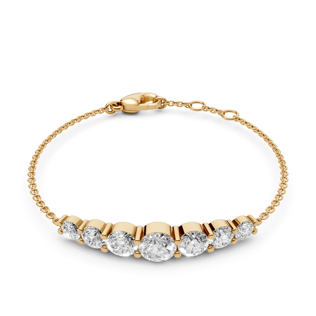 Graduated Round Diamond Station Bracelet in Solid Gold