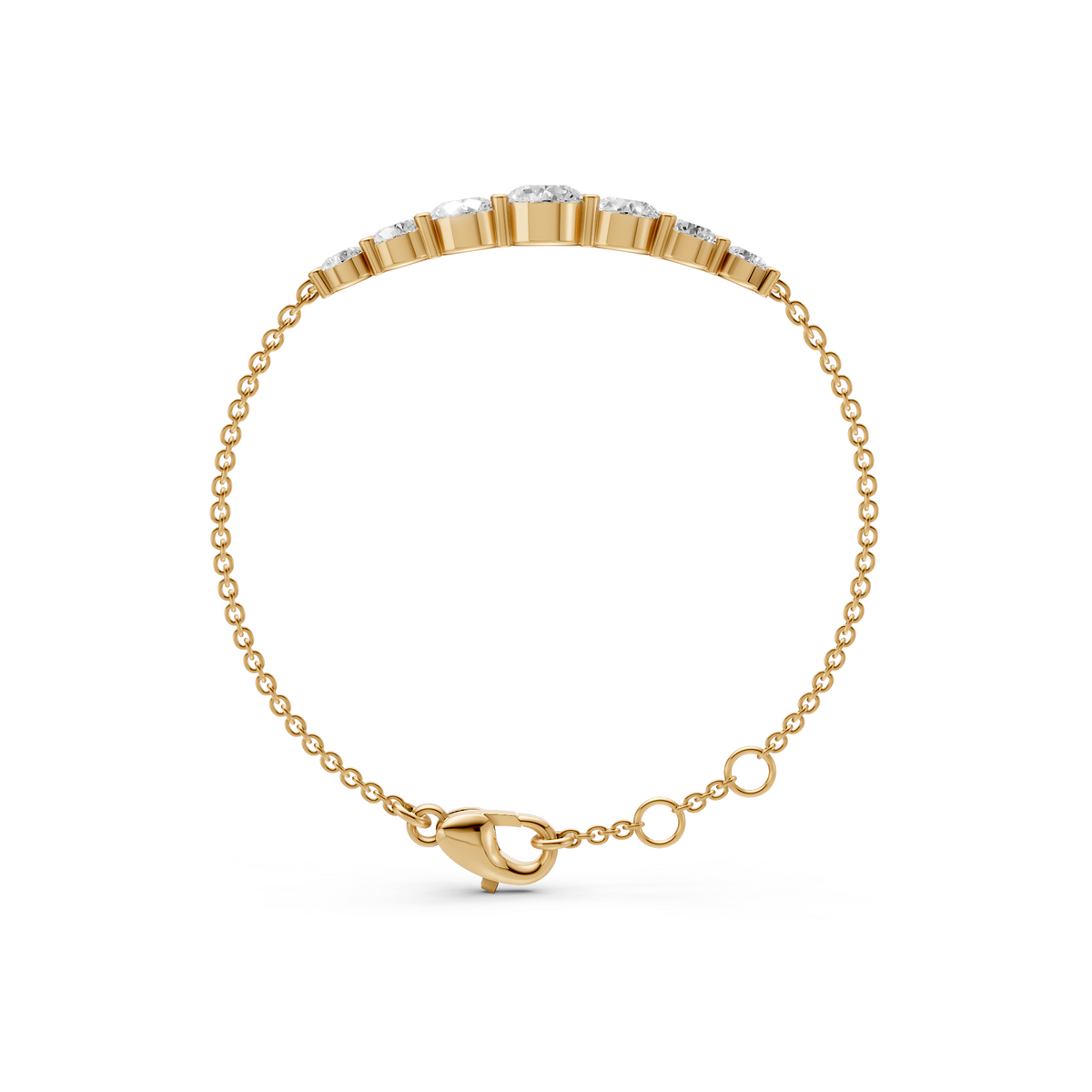 Graduated Round Diamond Station Bracelet in Solid Gold
