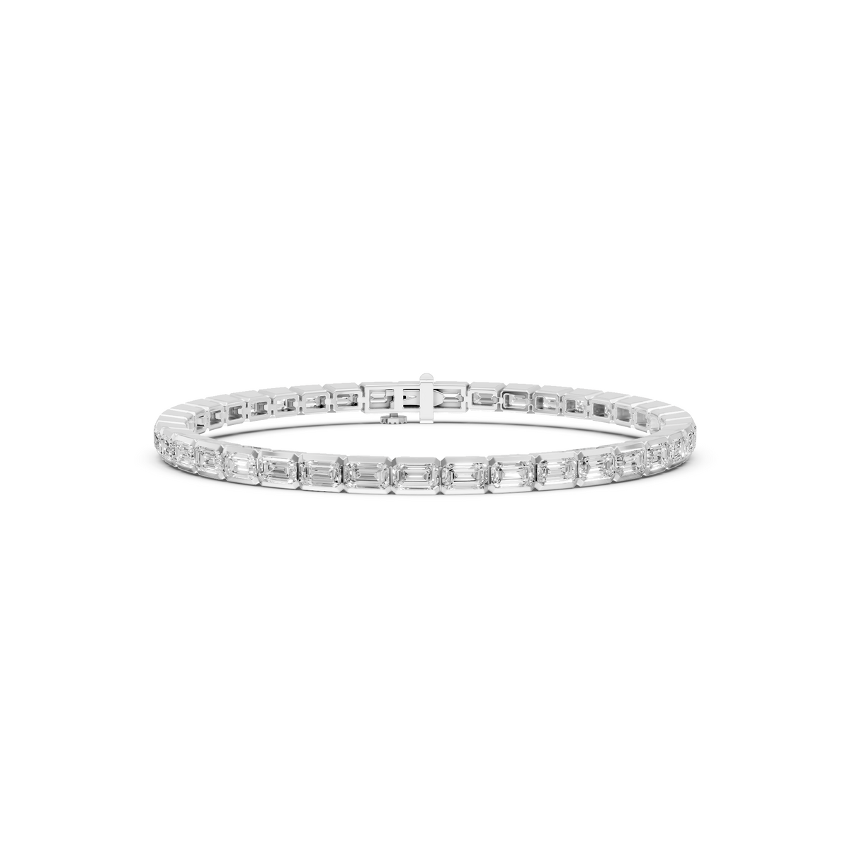 Luxury Emerald Cut Diamond Line Bracelet for Women