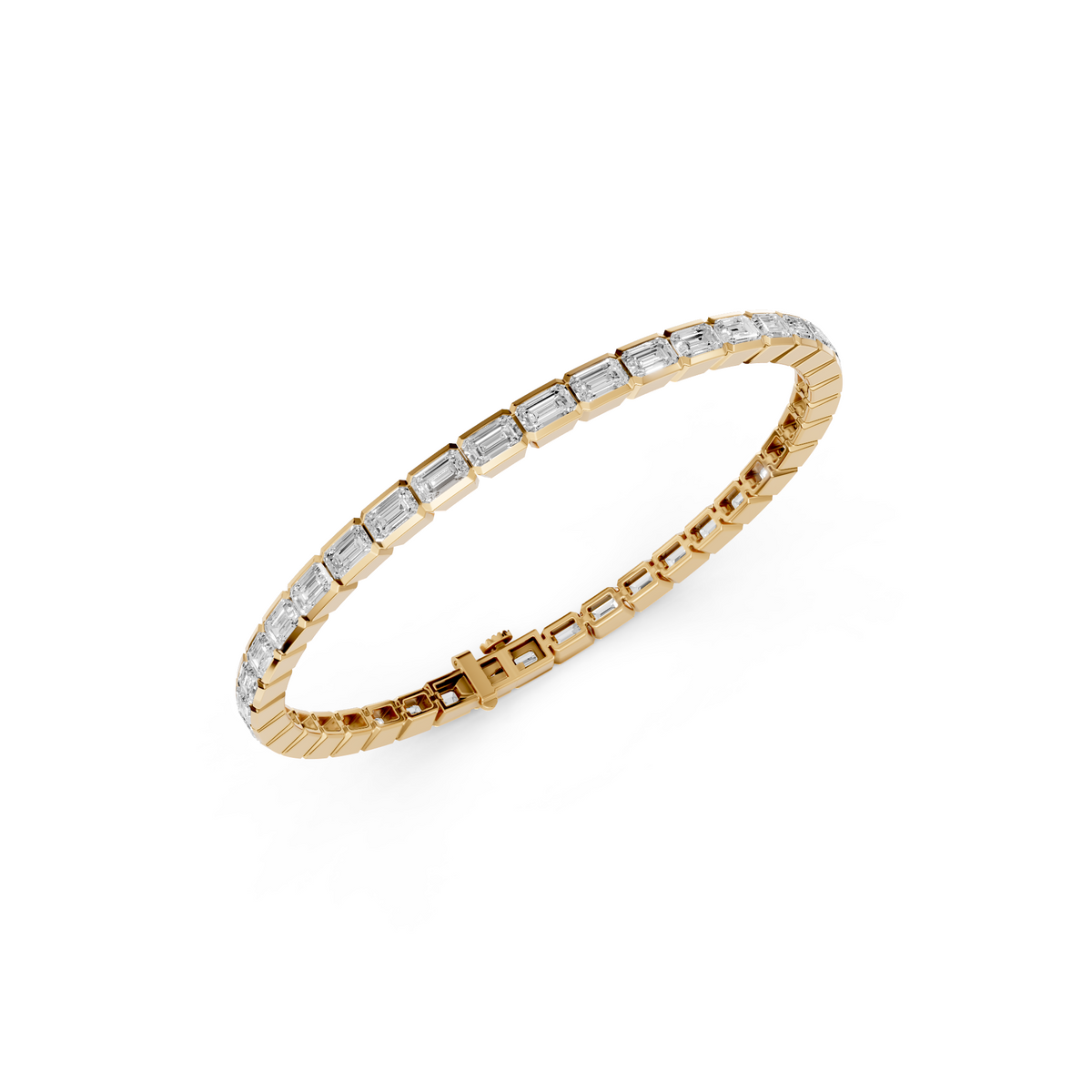 Luxury Emerald Cut Diamond Line Bracelet for Women
