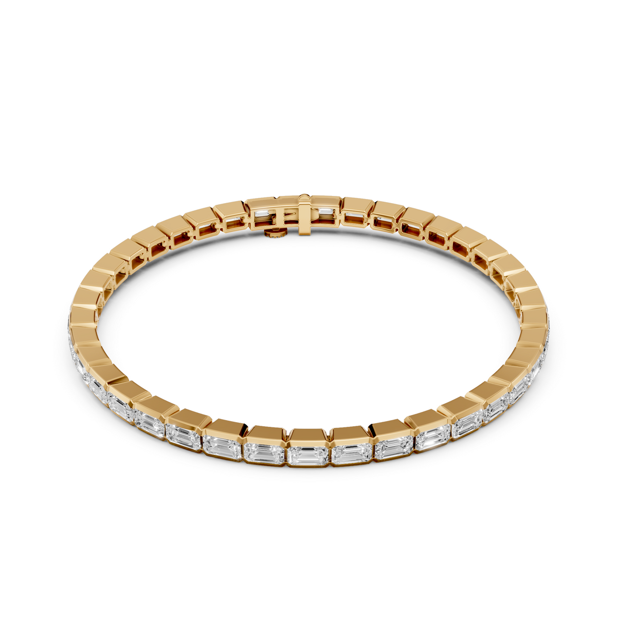 Luxury Emerald Cut Diamond Line Bracelet for Women