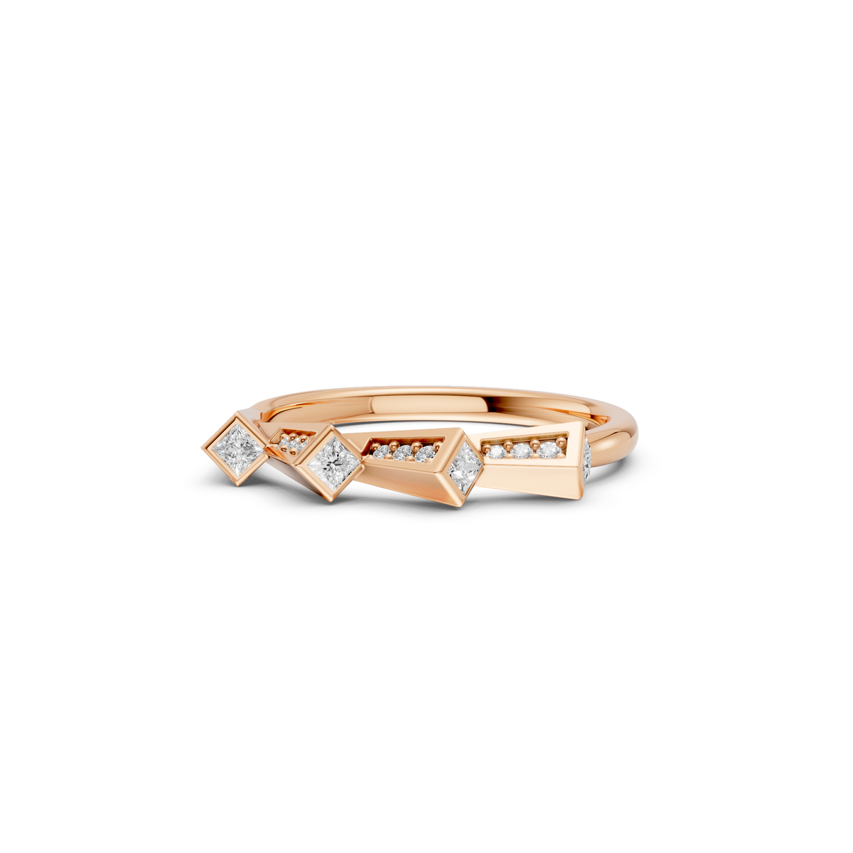 Nova Geometric Princess Cut Diamond Stackable Ring in Gold