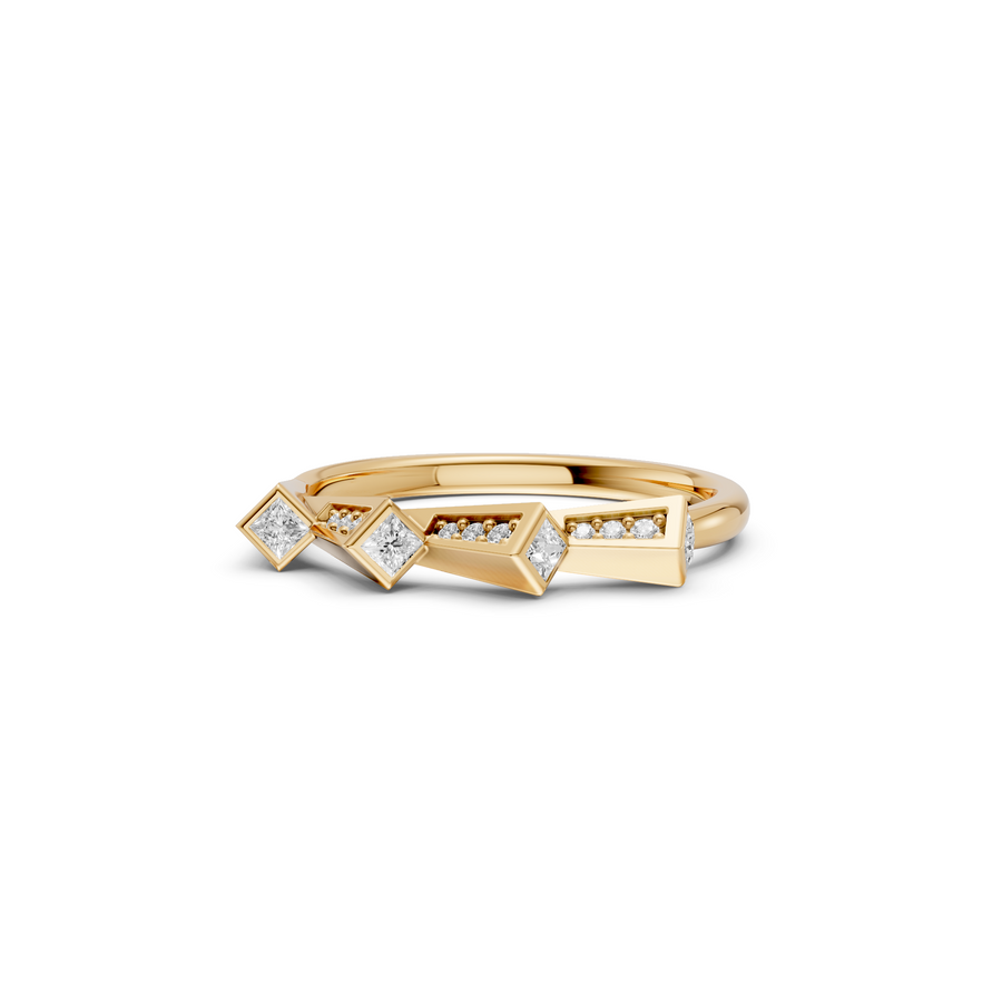 Nova Geometric Princess Cut Diamond Stackable Ring in Gold