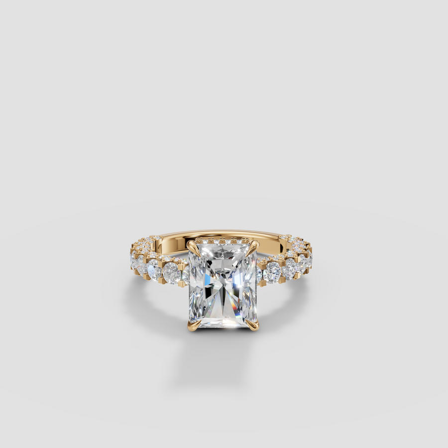 Luxury Radiant Cut Diamond Engagement Ring with Brilliant Side Stones