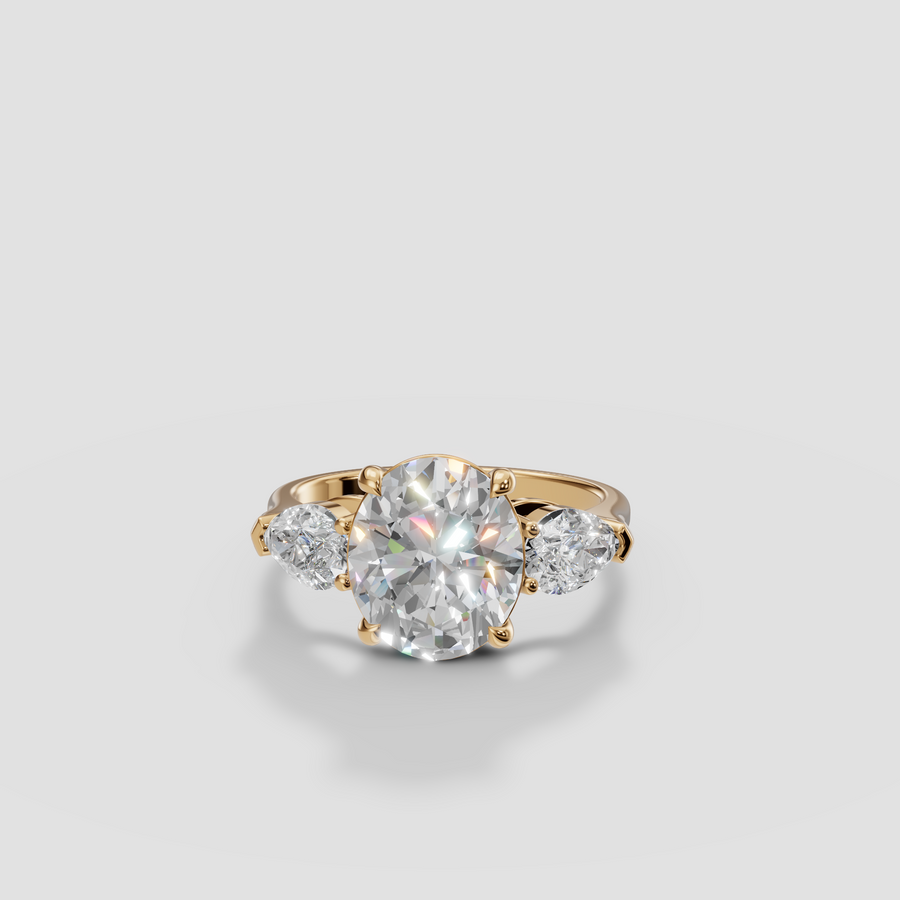 Oval Cut Three Stone Engagement Ring Pear Side Diamonds