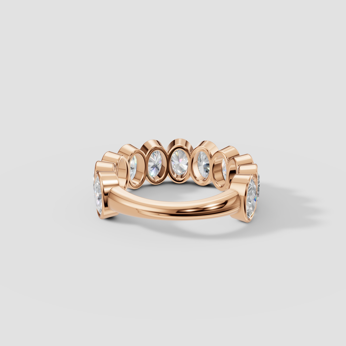 Oval Cut Diamond Eternity Bezel Set Band in 14K Gold