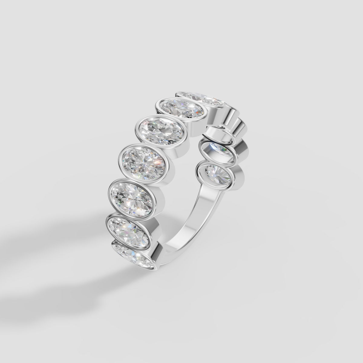 Oval Cut Diamond Eternity Bezel Set Band in 14K Gold