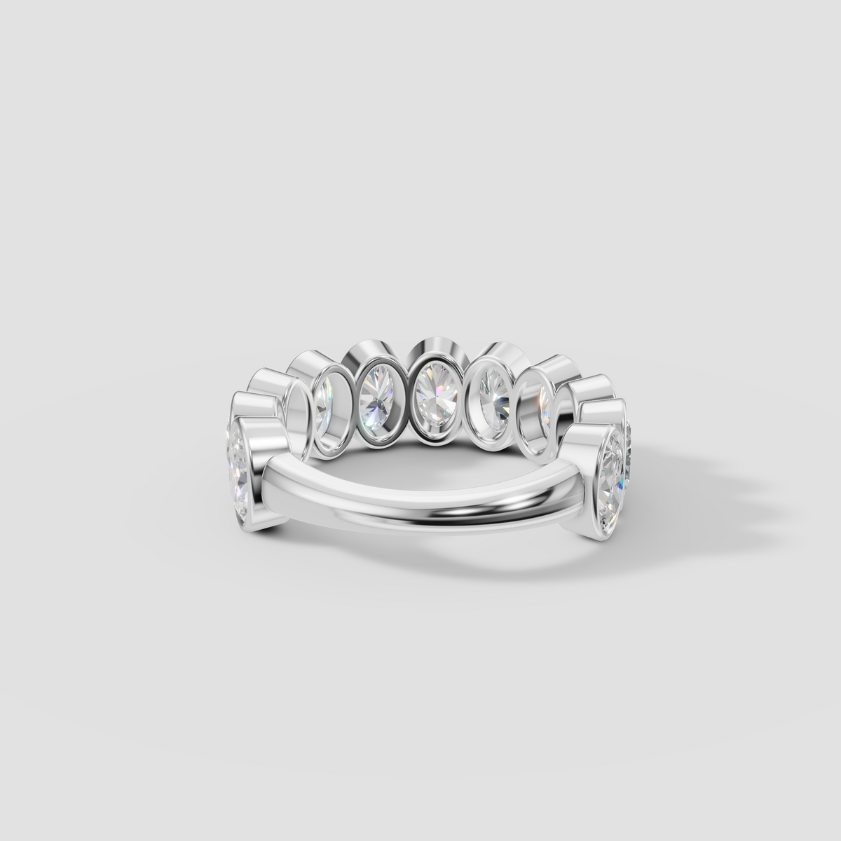 Oval Cut Diamond Eternity Bezel Set Band in 14K Gold