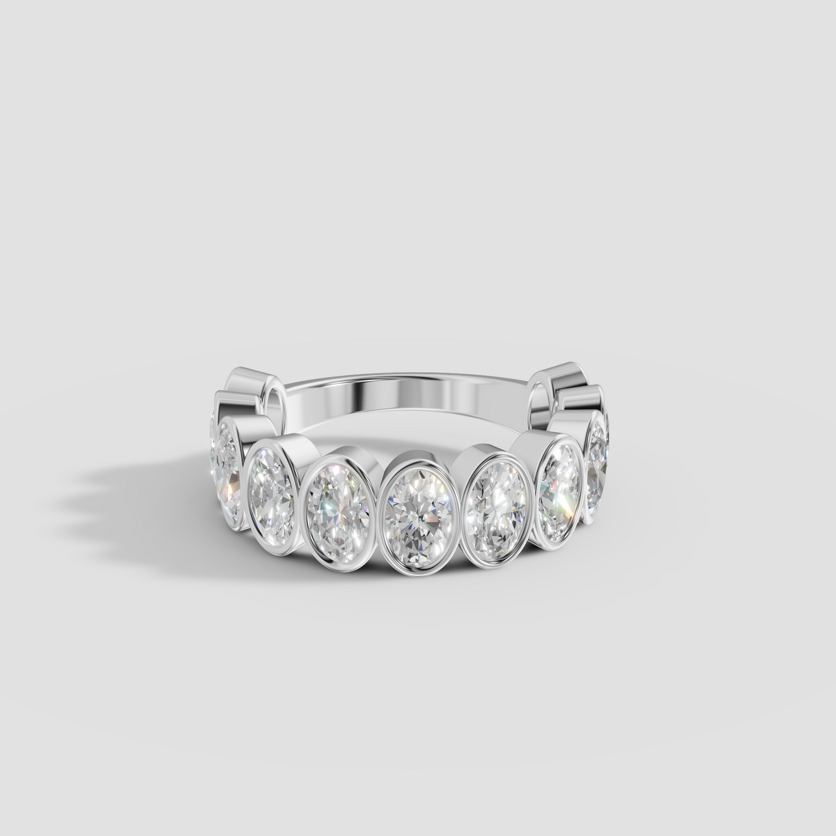 Oval Cut Diamond Eternity Bezel Set Band in 14K Gold