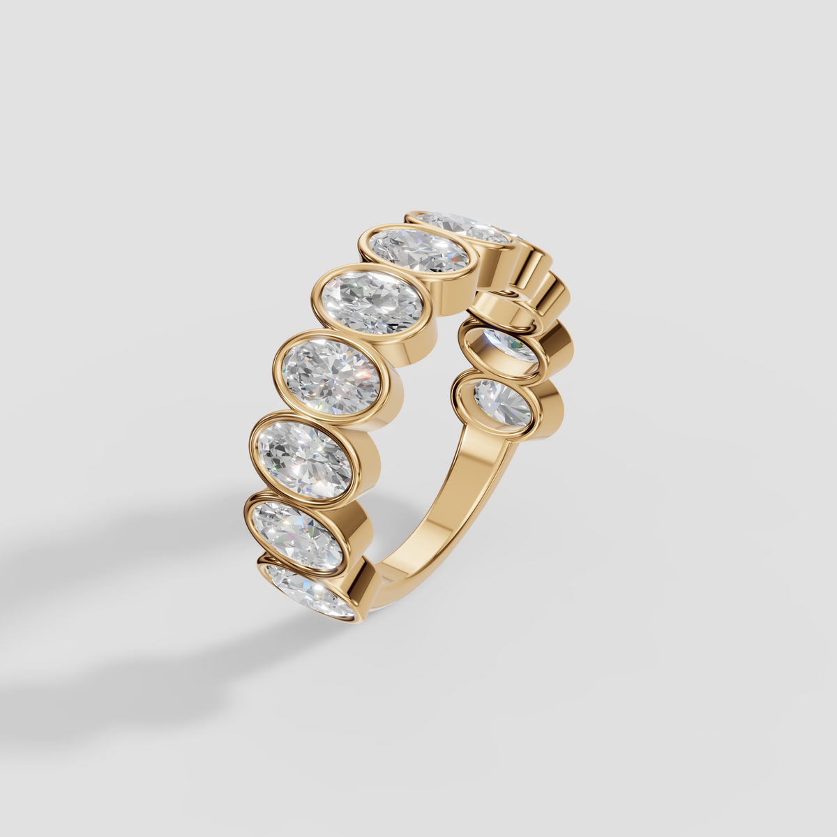 Oval Cut Diamond Eternity Bezel Set Band in 14K Gold