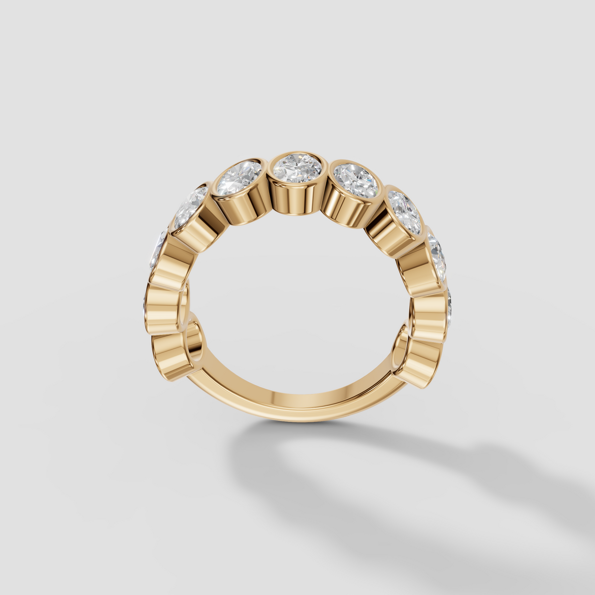 Oval Cut Diamond Eternity Bezel Set Band in 14K Gold