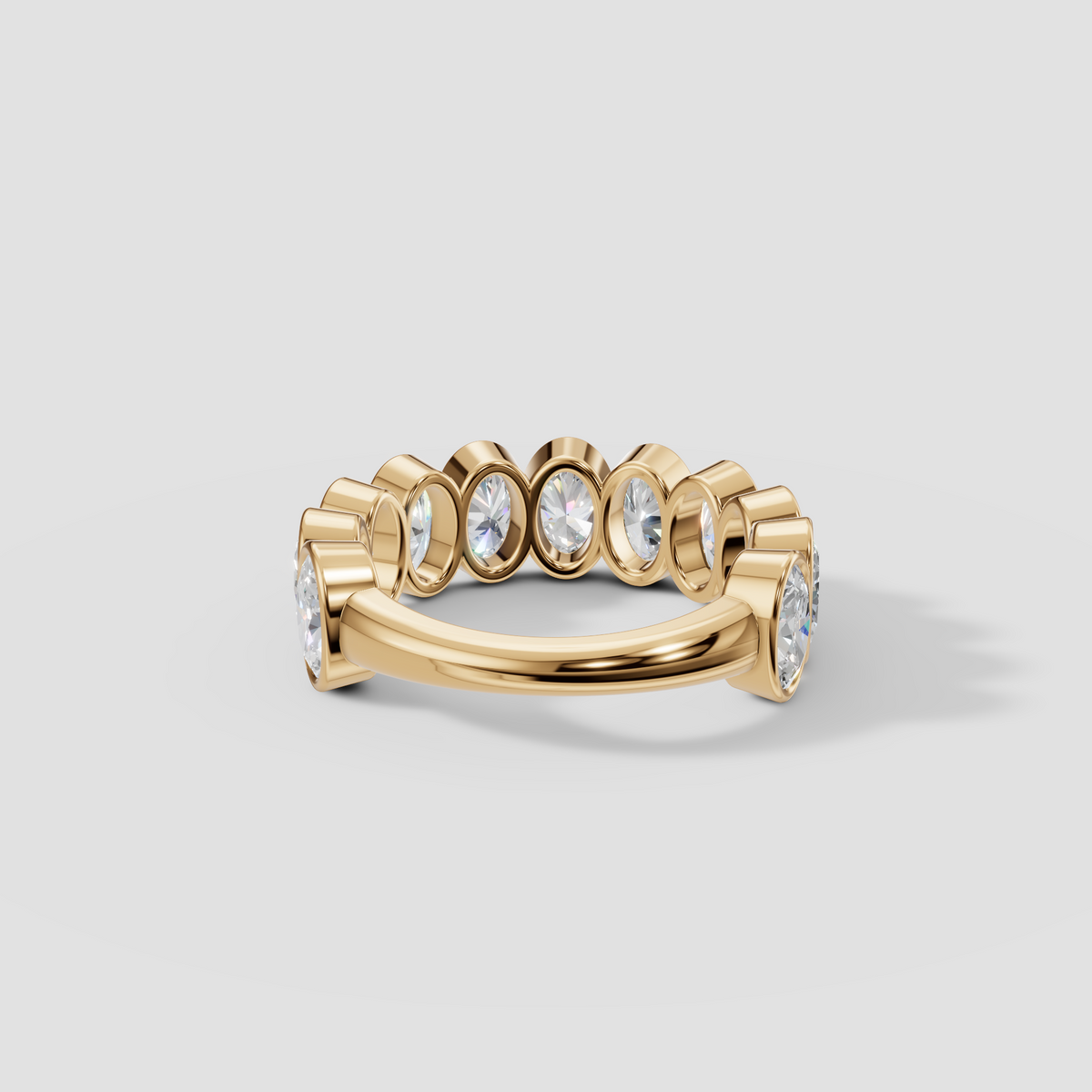 Oval Cut Diamond Eternity Bezel Set Band in 14K Gold