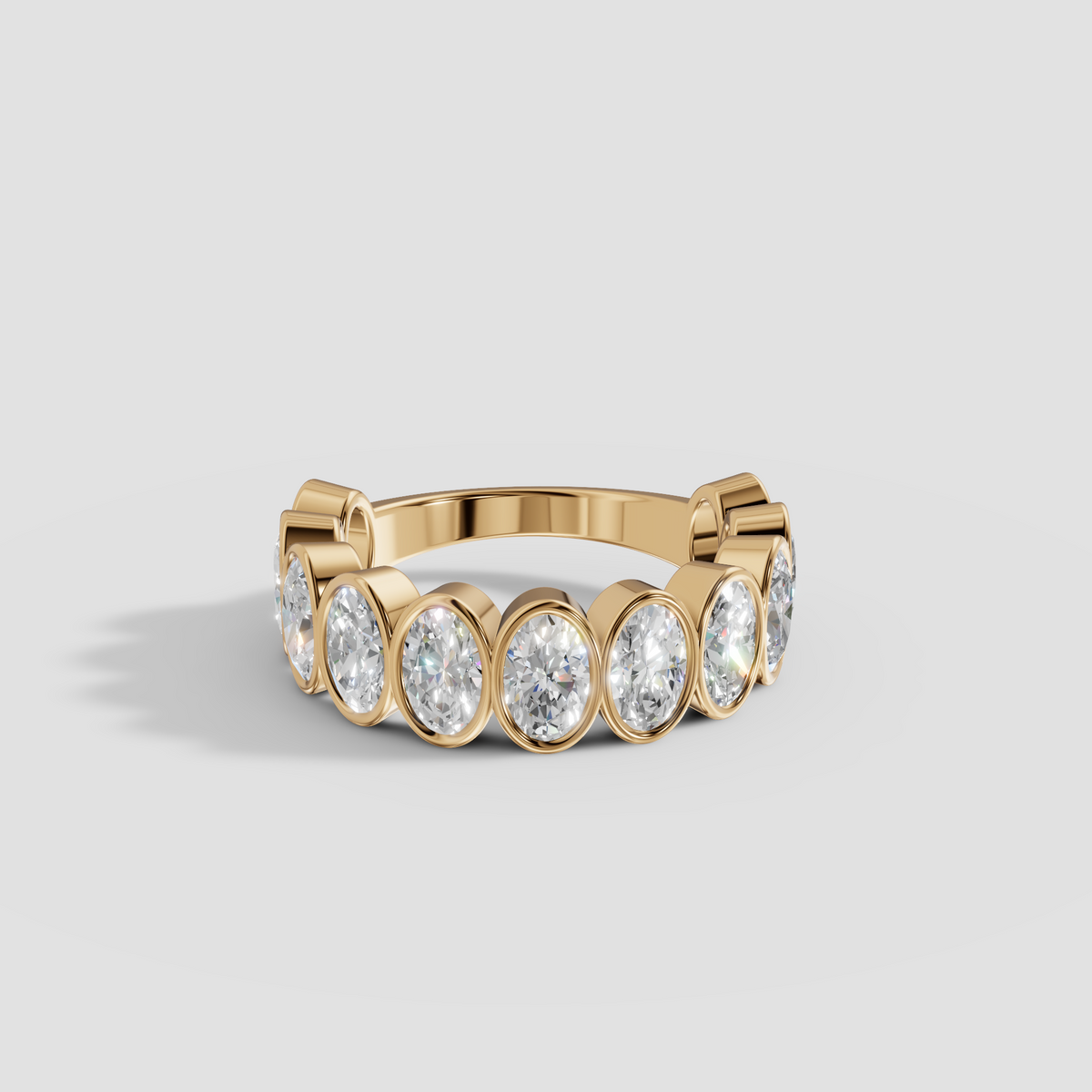 Oval Cut Diamond Eternity Bezel Set Band in 14K Gold