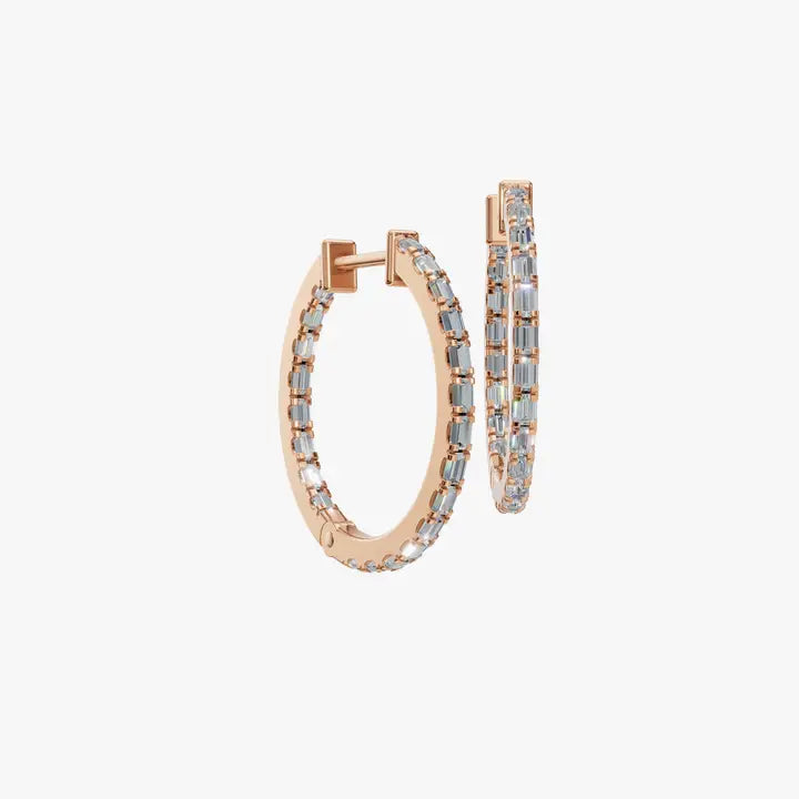 Minimal Luxe Baguette Lab Grown Diamond Hoops