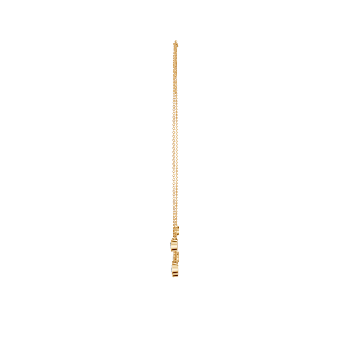Seraphine Bezel Set Round Diamond Drop Necklace in 14K Gold