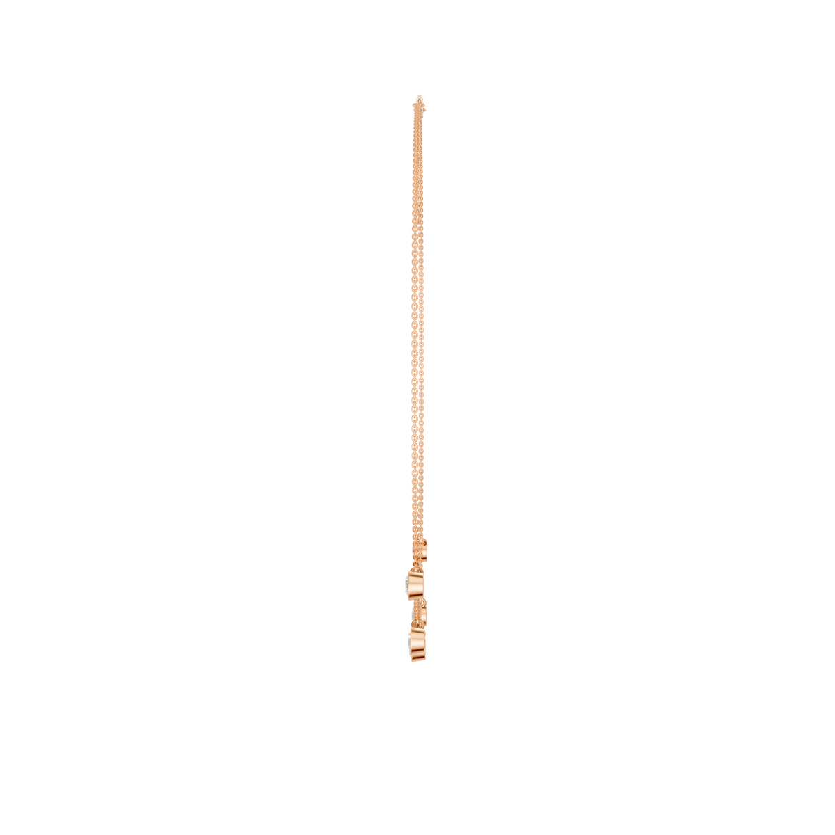 Seraphine Bezel Set Round Diamond Drop Necklace in 14K Gold