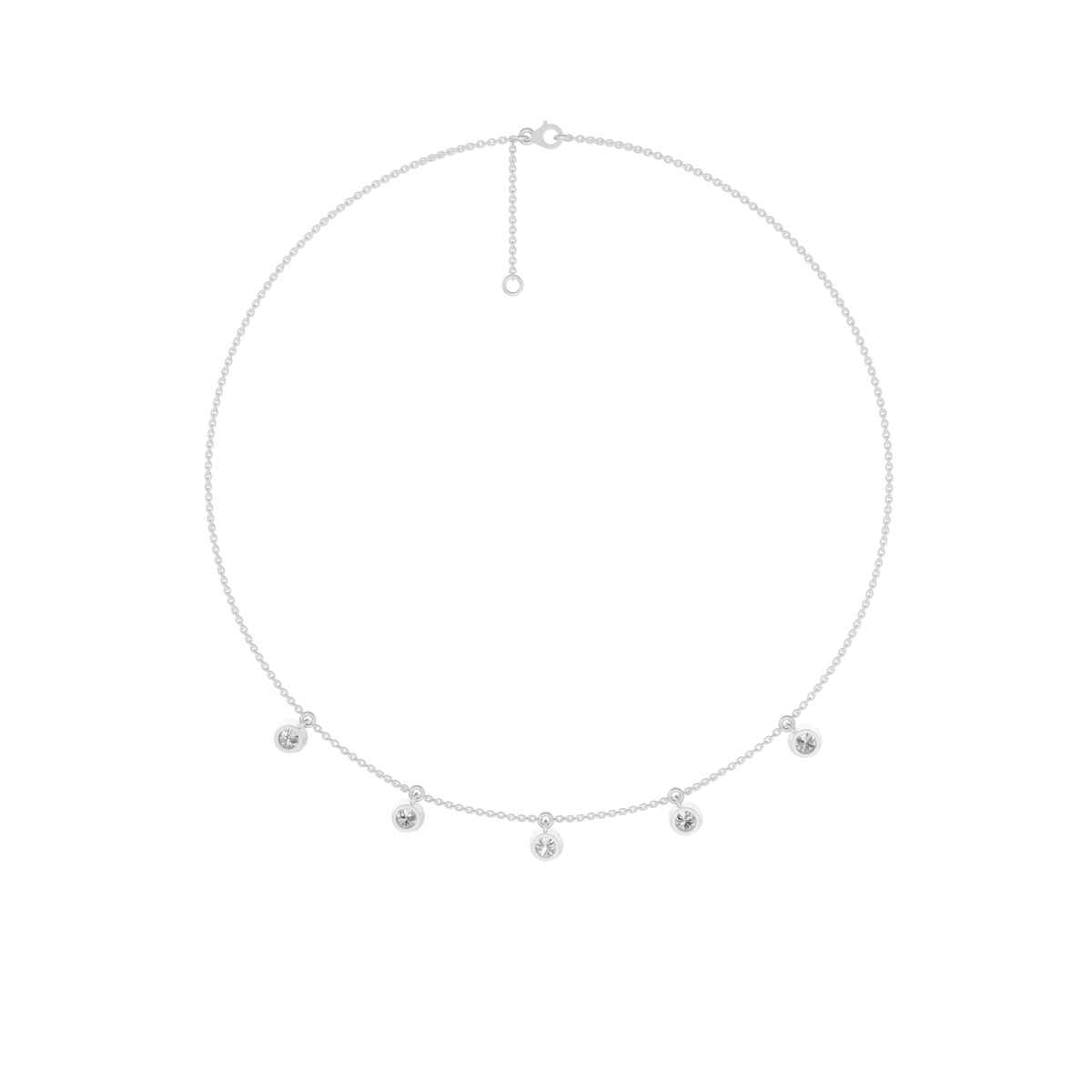 Seraphine Bezel Set Round Diamond Drop Necklace in 14K Gold