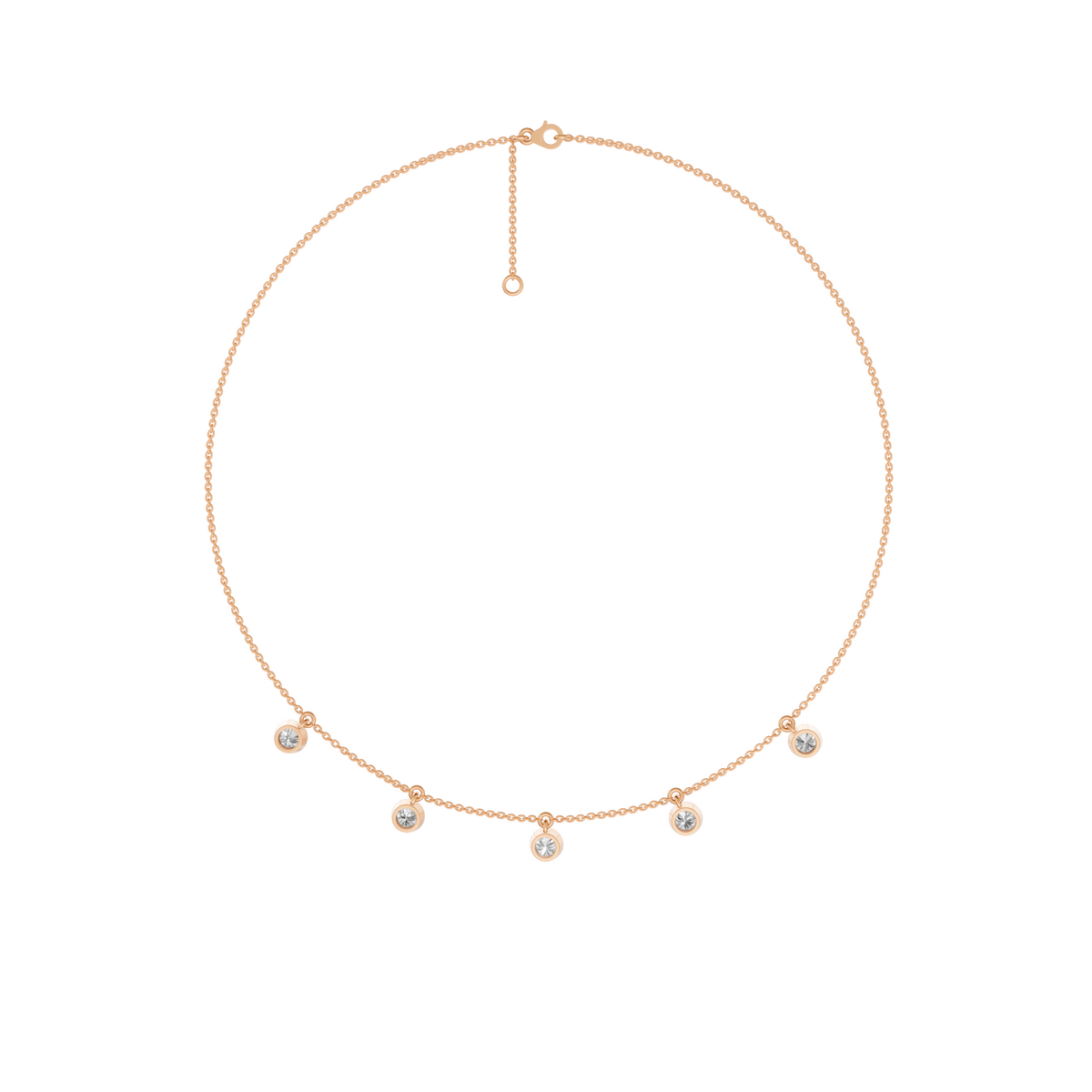 Seraphine Bezel Set Round Diamond Drop Necklace in 14K Gold