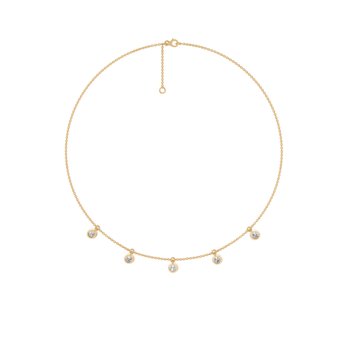 Seraphine Bezel Set Round Diamond Drop Necklace in 14K Gold