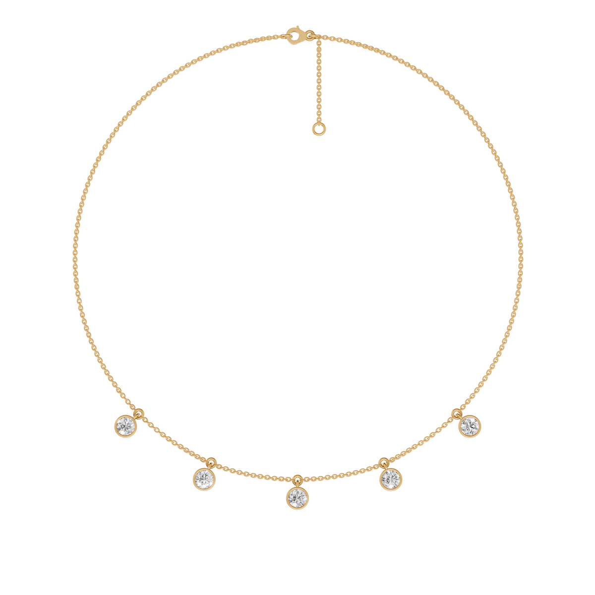 Seraphine Bezel Set Round Diamond Drop Necklace in 14K Gold