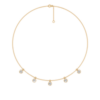 Seraphine Bezel Set Round Diamond Drop Necklace in 14K Gold