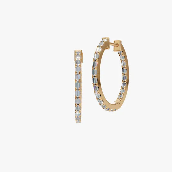 2.20 CTW Baguette Lab Grown Diamond Hoop Earrings | Inside Out Diamond Hoops